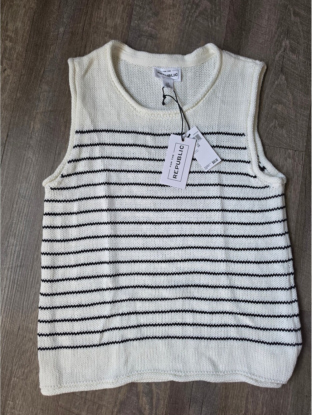For The Republic Women's Sleeveless Striped Knit Sweater Vest L/G